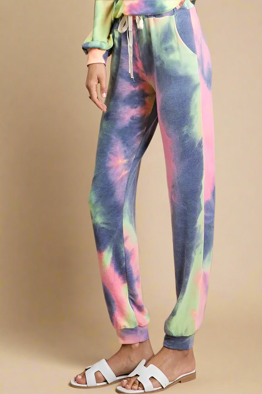 BiBi - Rainbow Tie - Dye Joggers – Navy & Pink