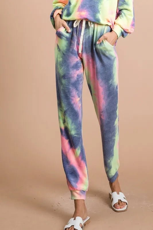 BiBi - Rainbow Tie - Dye Joggers – Navy & Pink