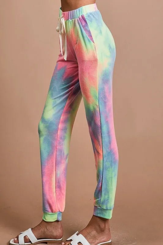 BiBi - Rainbow Tie - Dye Joggers – Pink & Green