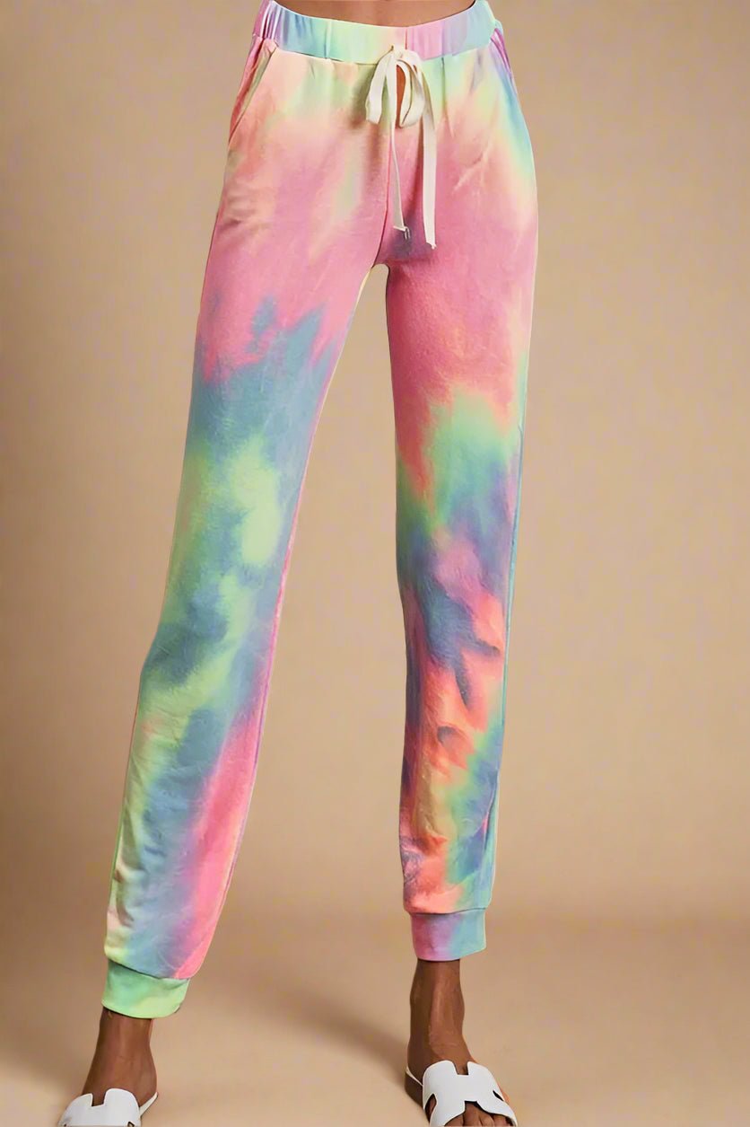 BiBi - Rainbow Tie - Dye Joggers – Pink & Green