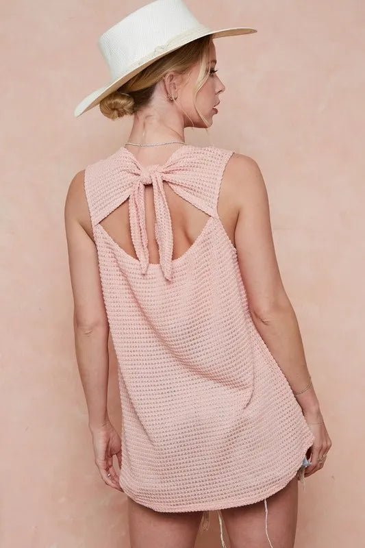BiBi - Waffle Knit Tie - Back Tank – Soft Peach