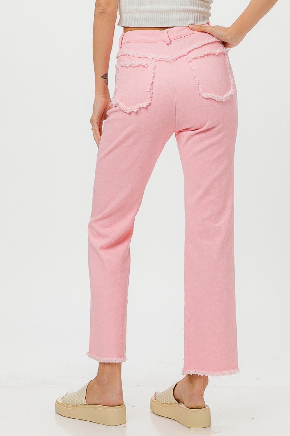 BiBi - Washed Pearl Embellished Jeans in Blush Pink