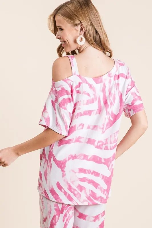 BiBi - Zebra Tie Dye Lounge Set in Pink & Ivory