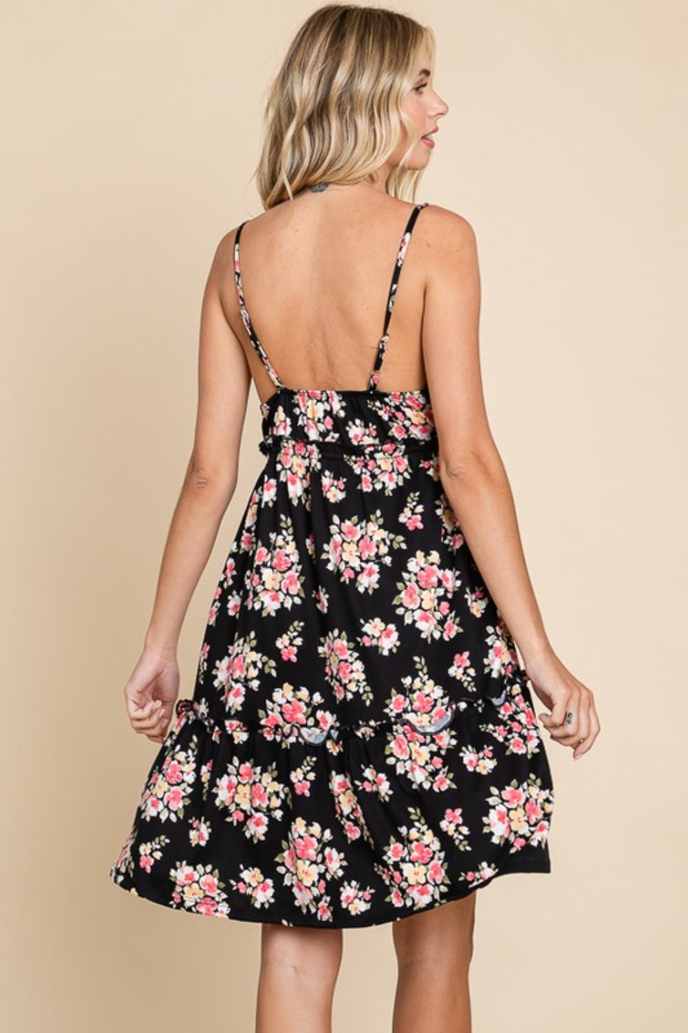 Black Floral Frill Mini Cami DressMini DressCulture Code