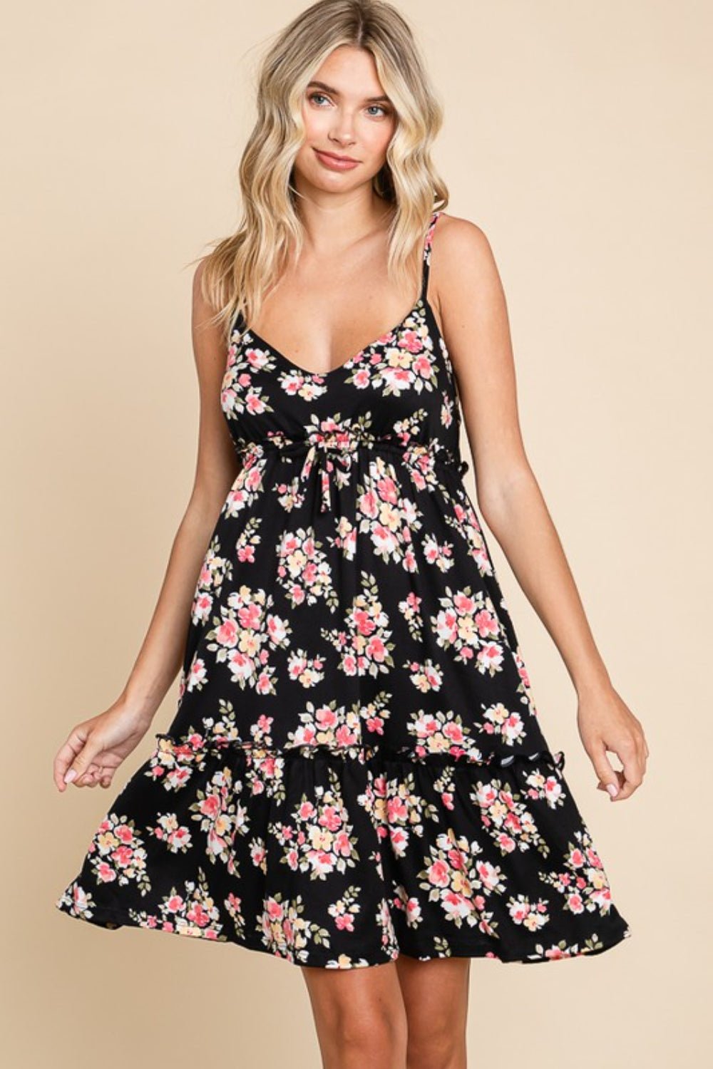 Black Floral Frill Mini Cami DressMini DressCulture Code
