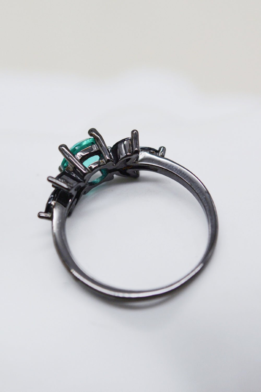 Black Gold Paraiba Blue & Black Zircon Leaf RingRingBeach Rose Co.