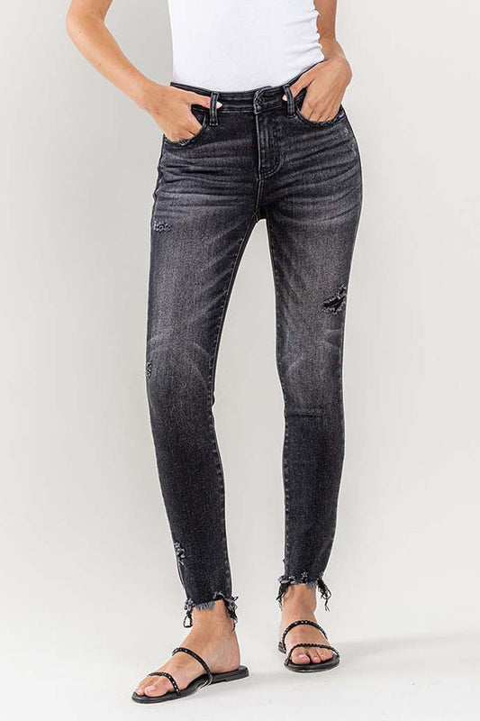 Black Wash Raw Hem Skinny JeansJeansLovervet