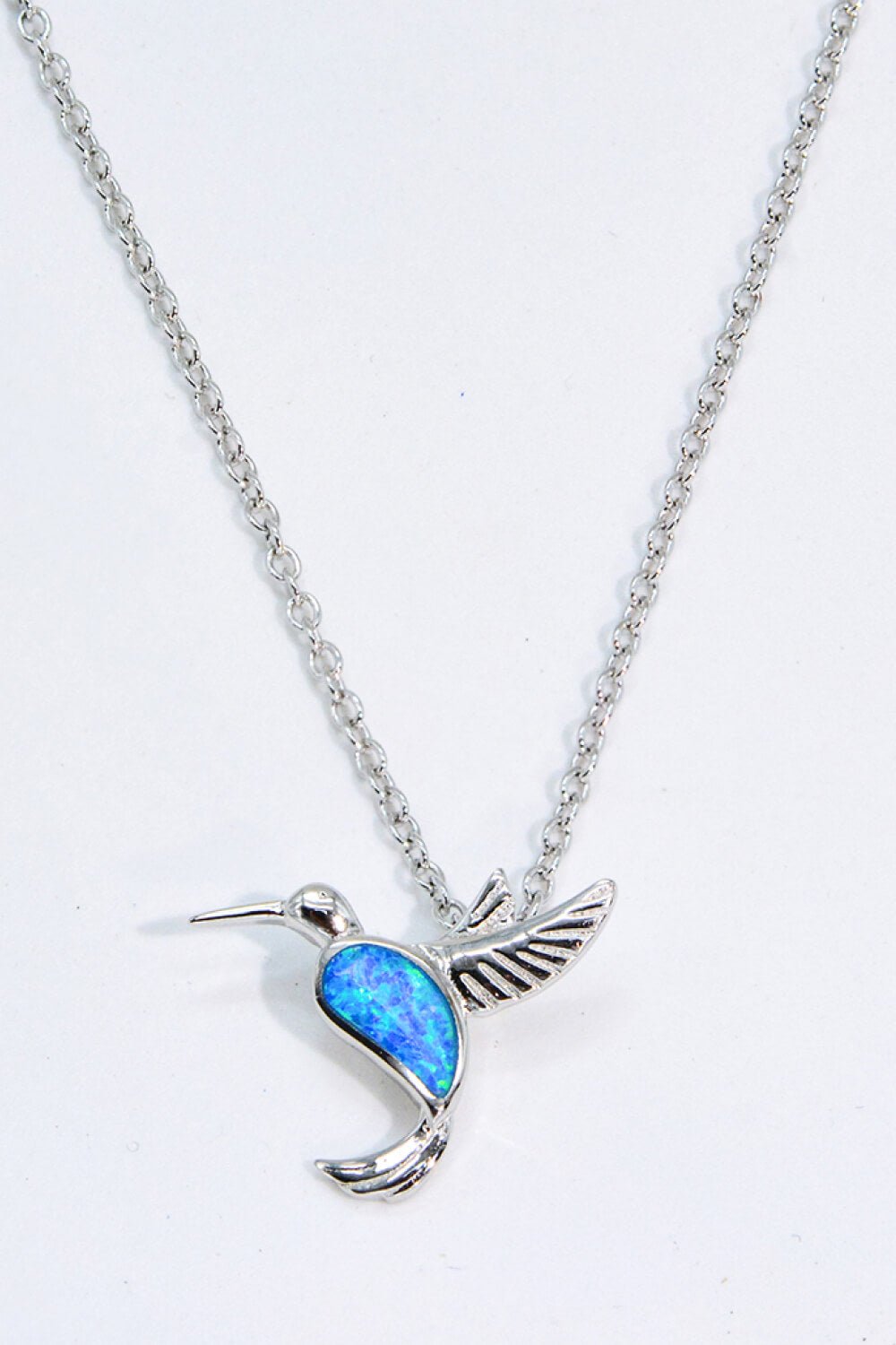 Blue Opal Hummingbird Silver Pendant NecklaceNecklaceBeach Rose Co.