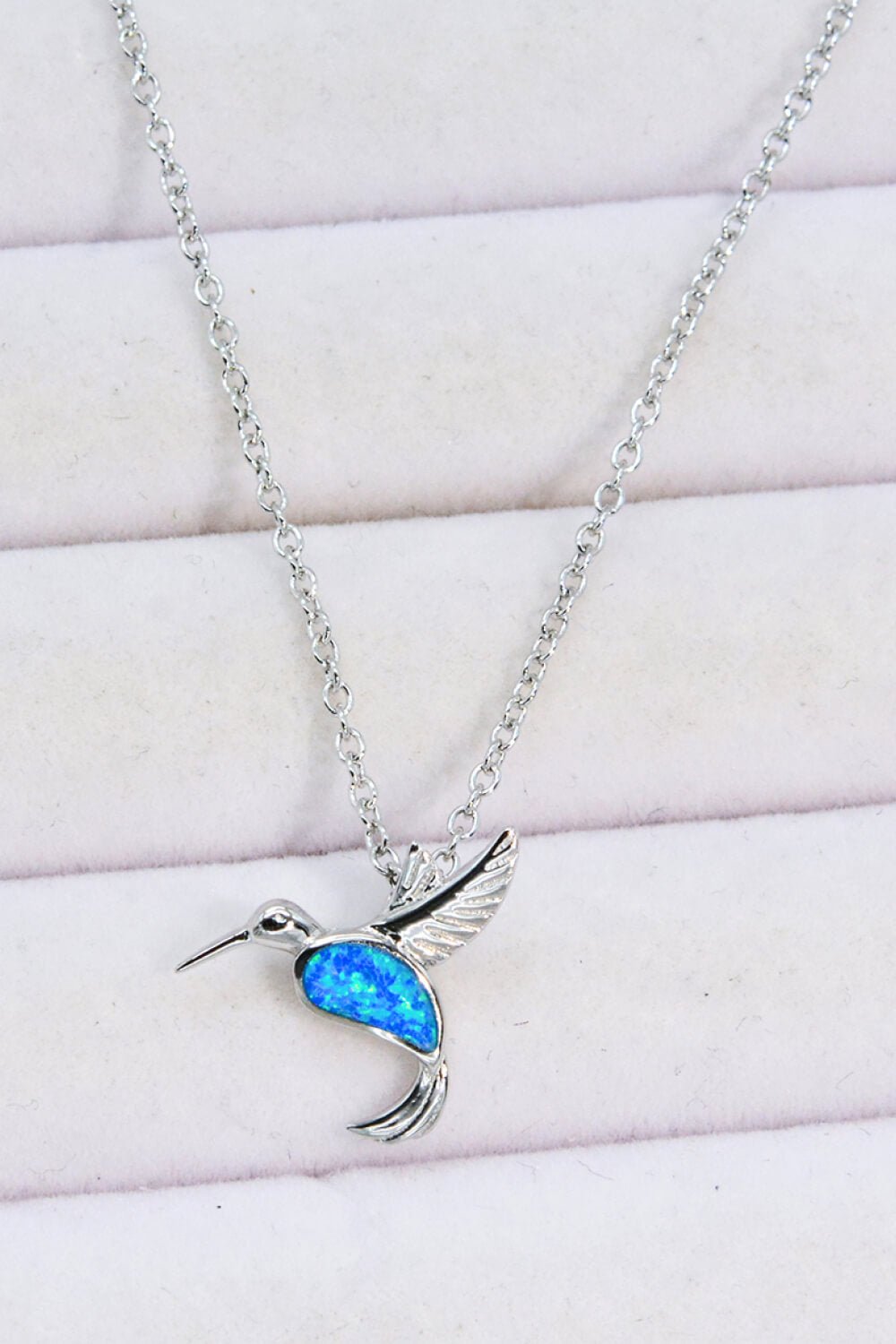 Blue Opal Hummingbird Silver Pendant NecklaceNecklaceBeach Rose Co.
