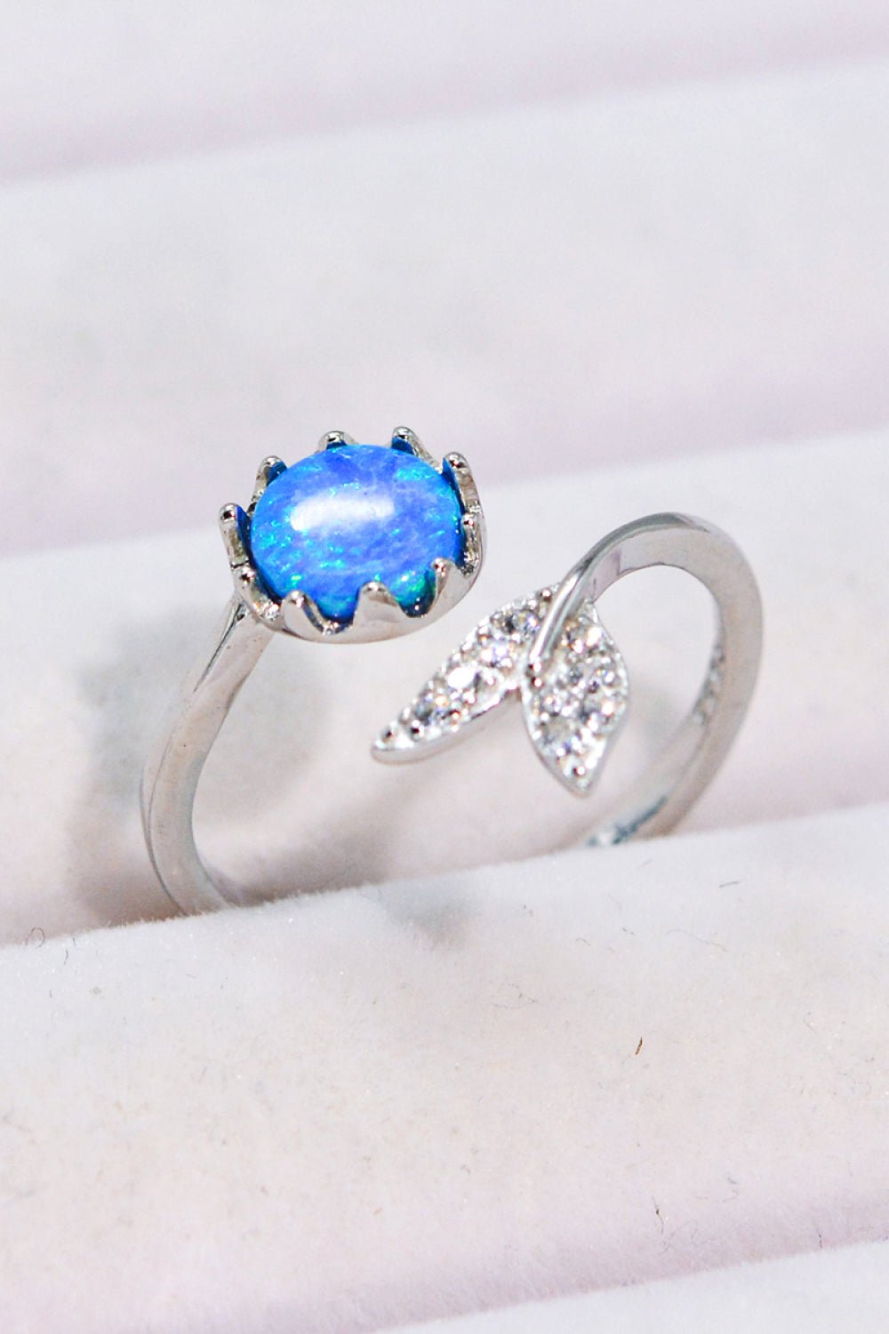 Blue Opal Mermaid Tail Silver Bypass RingRingBeach Rose Co.