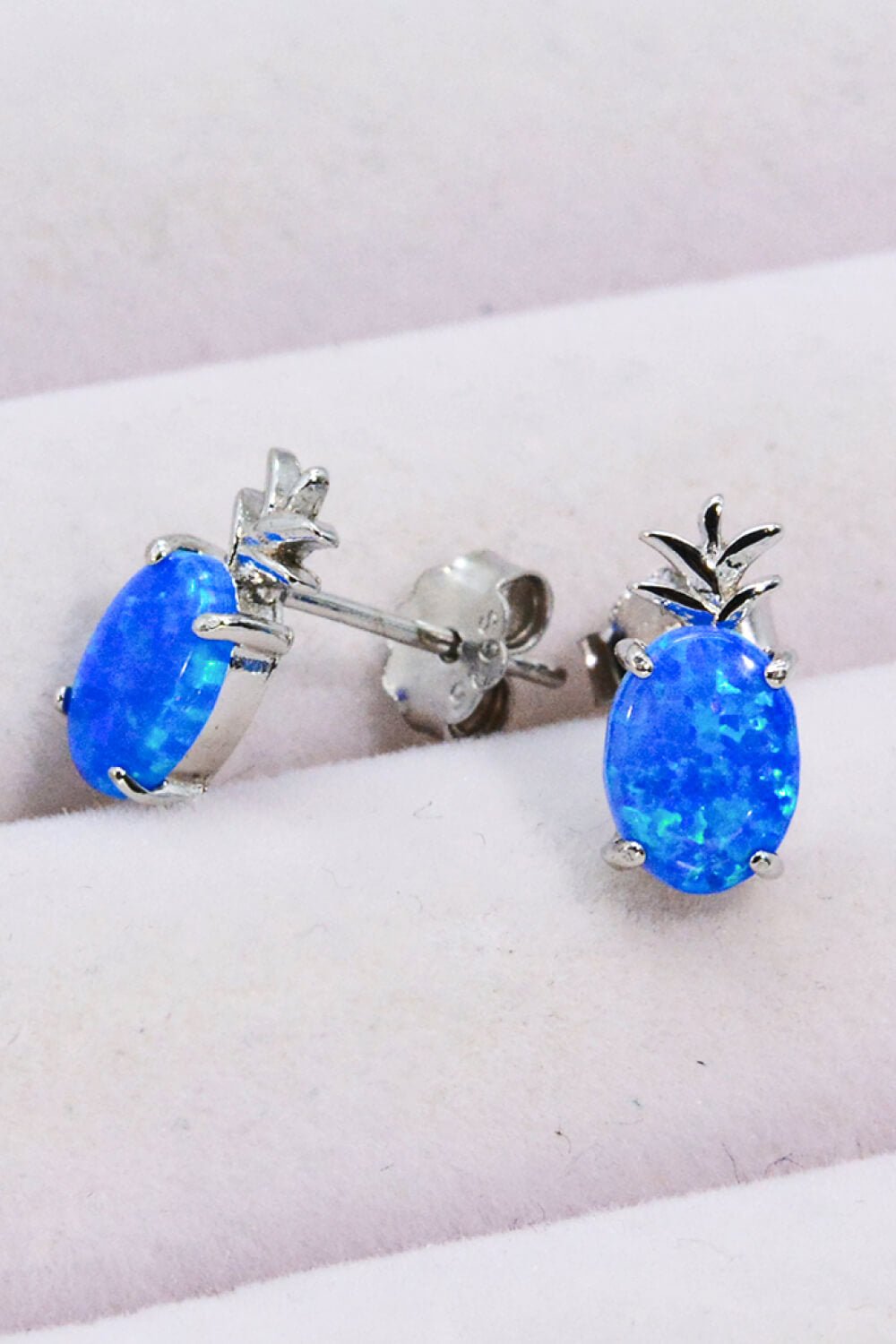 Blue Opal Pineapple Silver Stud EarringsEarringsBeach Rose Co.