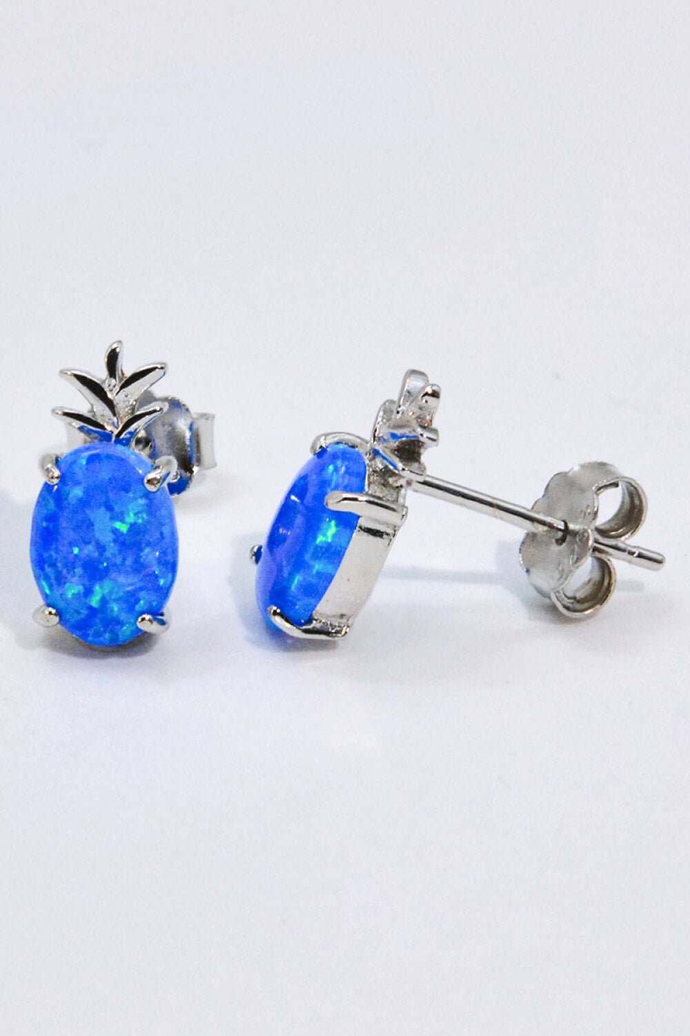 Blue Opal Pineapple Silver Stud EarringsEarringsBeach Rose Co.