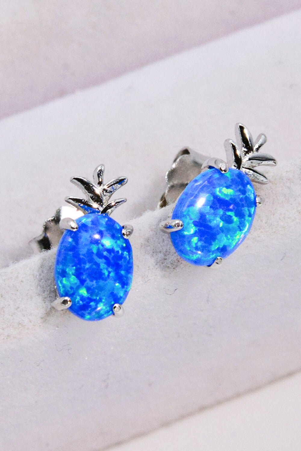 Blue Opal Pineapple Silver Stud EarringsEarringsBeach Rose Co.