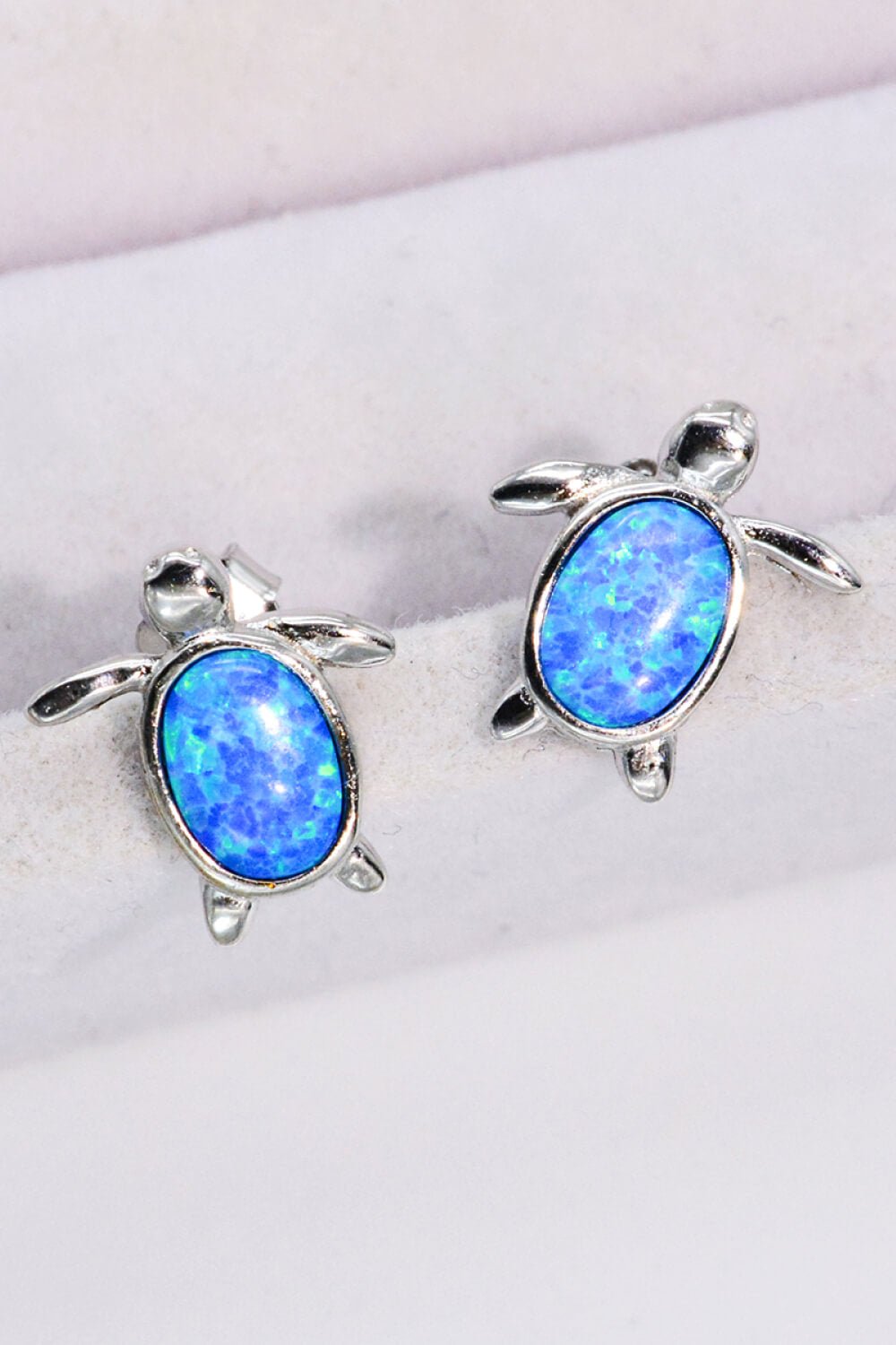 Blue Opal Turtle Silver Stud EarringsEarringsBeach Rose Co.