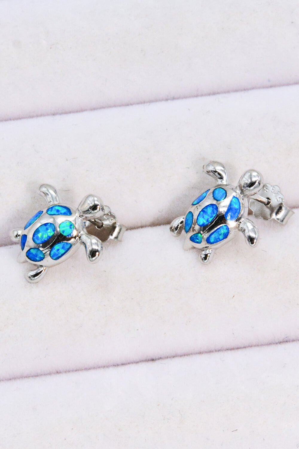 Blue Opal Turtle Silver Stud EarringsEarringsBeach Rose Co.