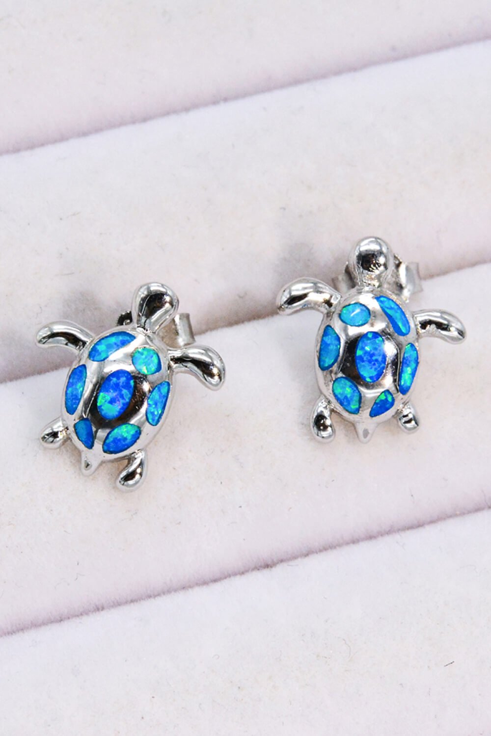 Blue Opal Turtle Silver Stud EarringsEarringsBeach Rose Co.