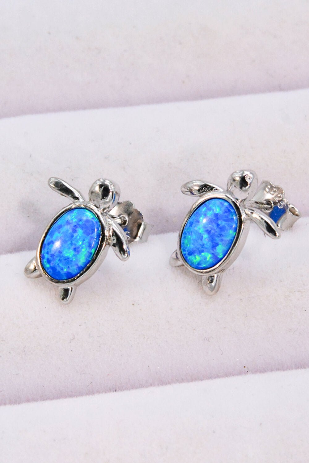 Blue Opal Turtle Silver Stud EarringsEarringsBeach Rose Co.