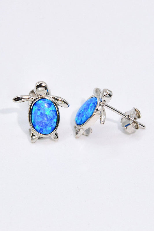 Blue Opal Turtle Silver Stud EarringsEarringsBeach Rose Co.