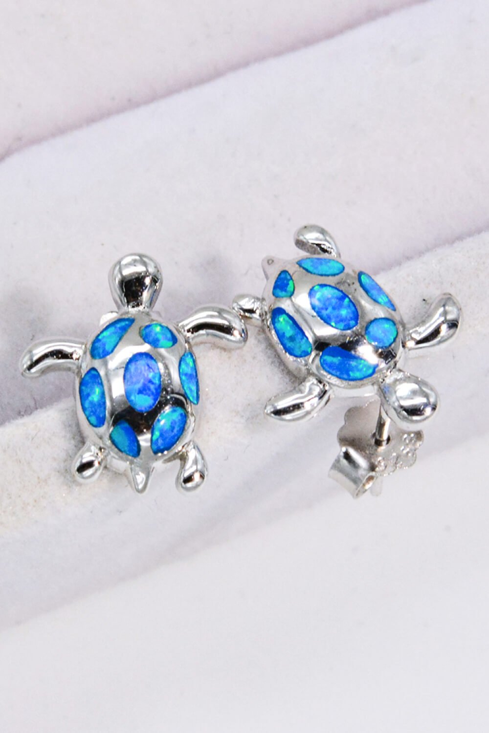 Blue Opal Turtle Silver Stud EarringsEarringsBeach Rose Co.