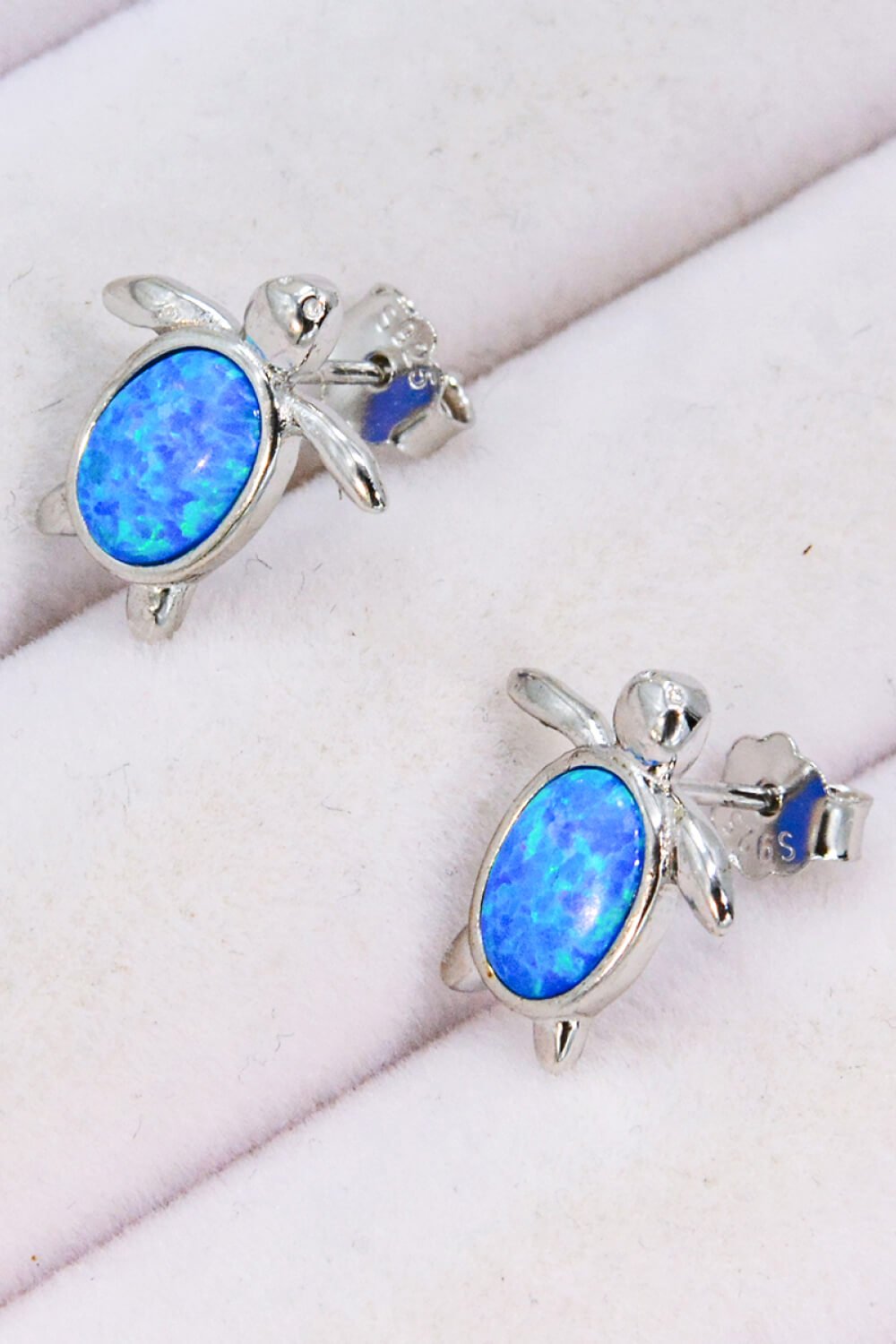 Blue Opal Turtle Silver Stud EarringsEarringsBeach Rose Co.