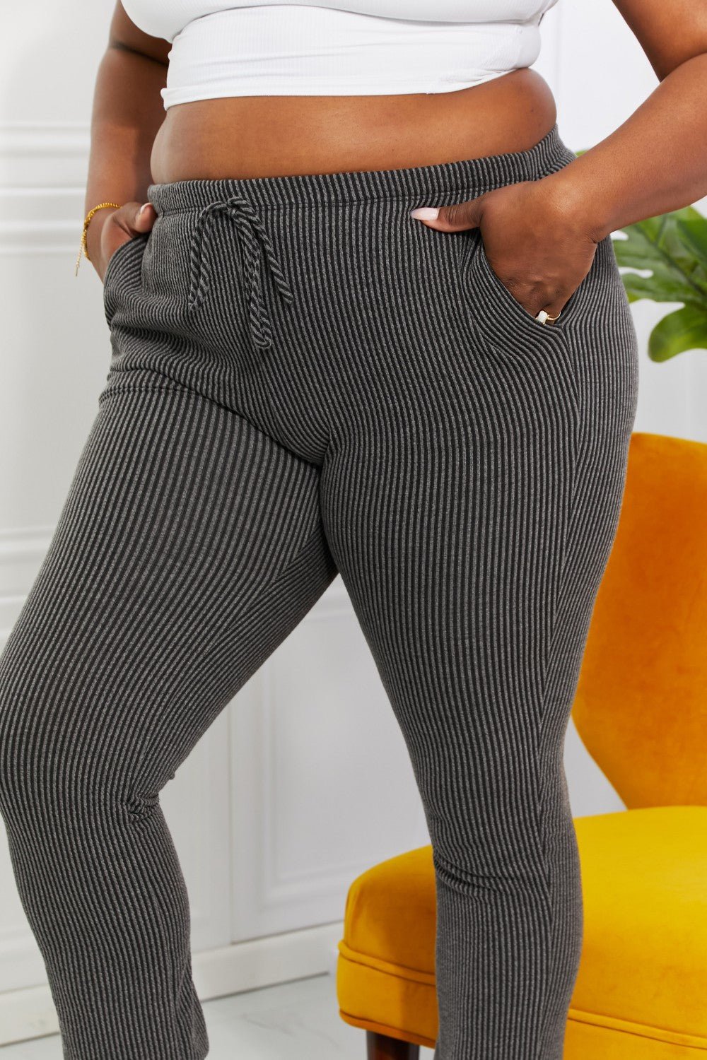 Blumin ApparelRib Knit Joggers in Dark Gray