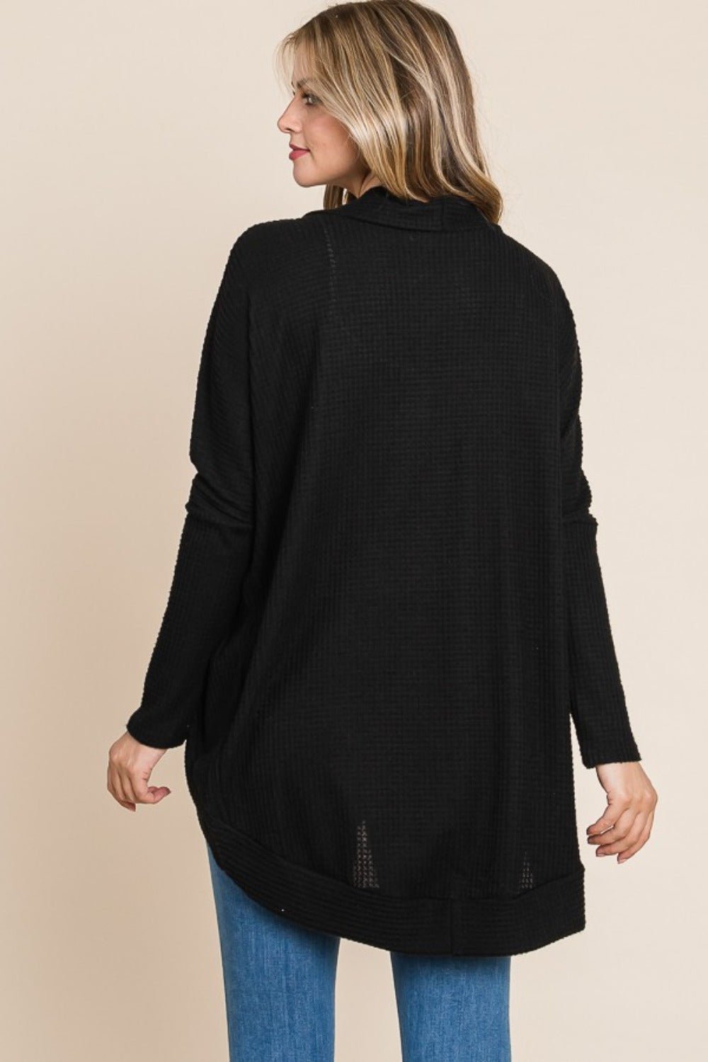 BOMBOM - Black Open Front Cocoon Cardigan