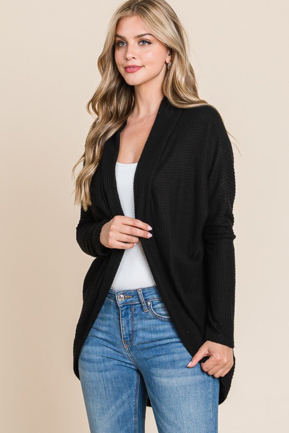 BOMBOM - Black Open Front Cocoon Cardigan