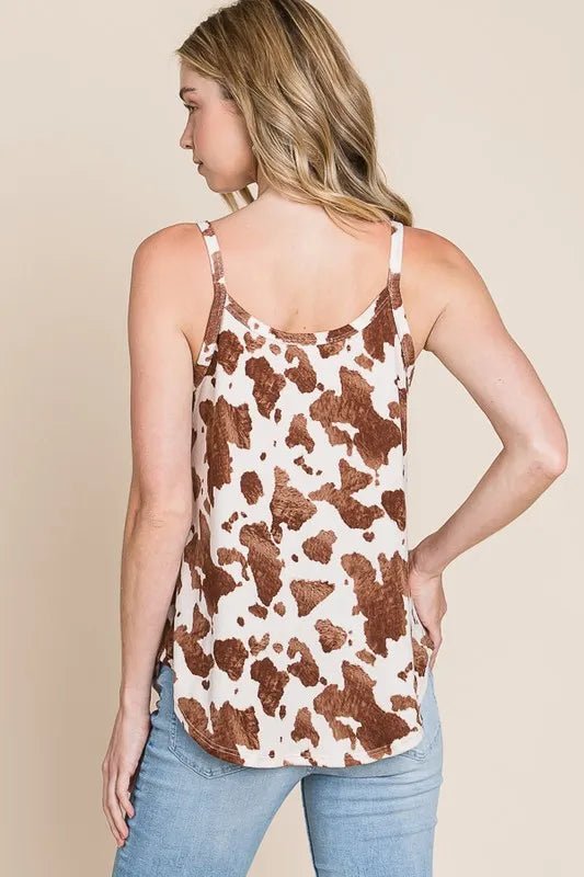 BOMBOM - Brown & Ivory Animal Print Tank Top
