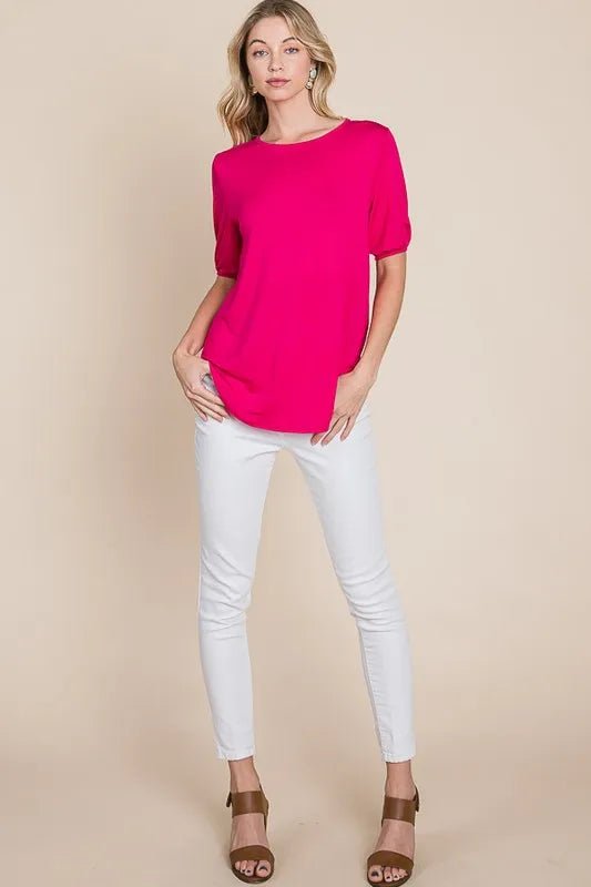 BOMBOM - Fuchsia Puff Sleeve Tee