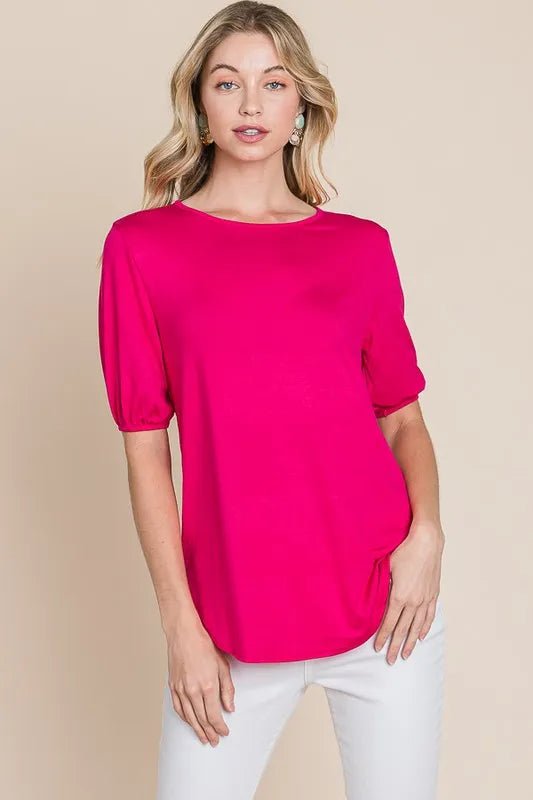 BOMBOM - Fuchsia Puff Sleeve Tee