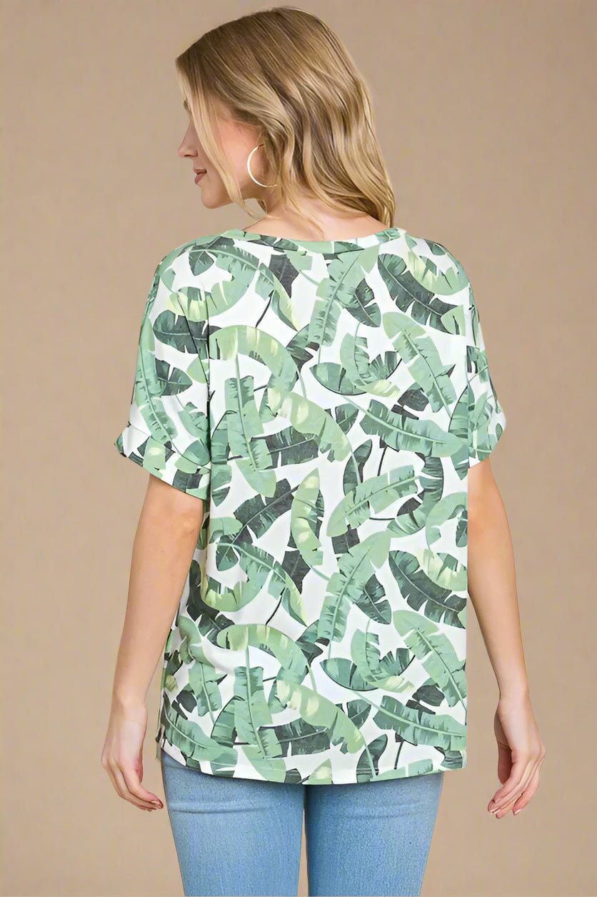 BOMBOM - Green Banana Leaf Print Tee