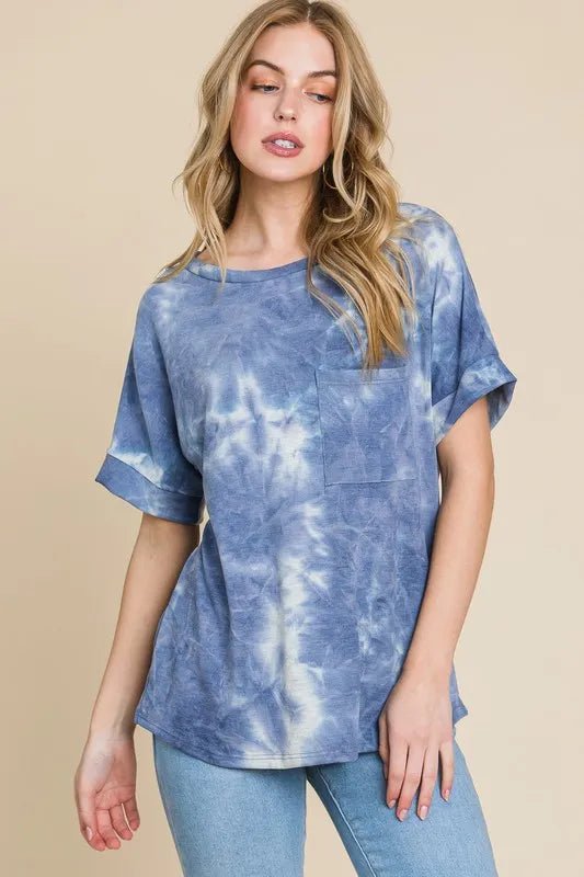 BOMBOM - Indigo Tie - Dye Pocket Tee