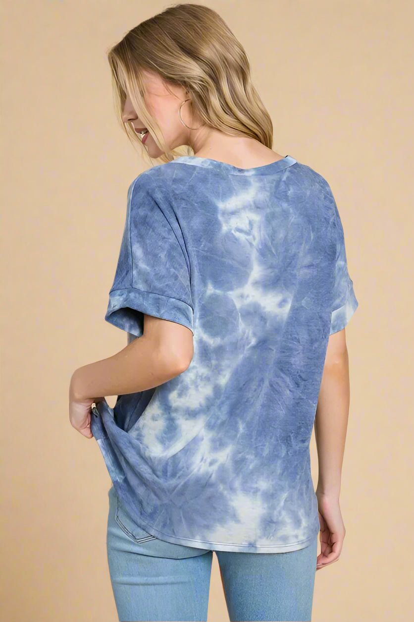 BOMBOM - Indigo Tie - Dye Pocket Tee