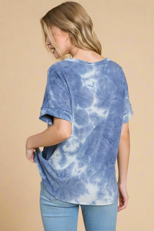 BOMBOM - Indigo Tie - Dye Pocket Tee