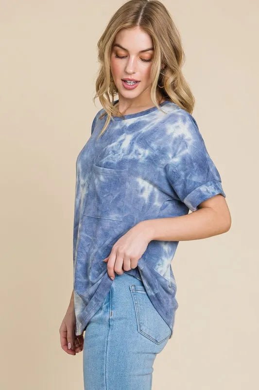 BOMBOM - Indigo Tie - Dye Pocket Tee