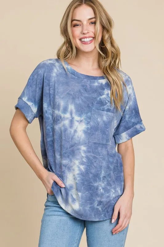 BOMBOM - Indigo Tie - Dye Pocket Tee