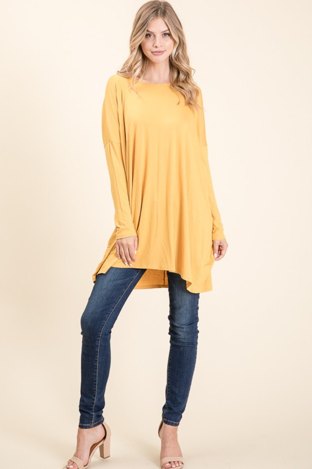 BOMBOM - Long Sleeve Oversized Top in Yellow