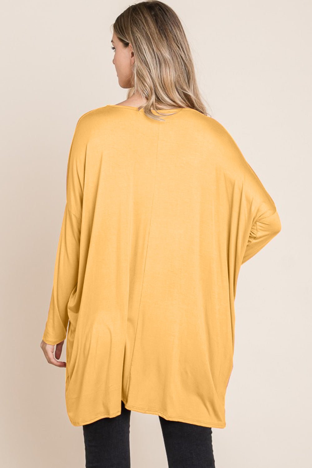 BOMBOM - Long Sleeve Oversized Top in Yellow