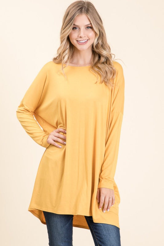 BOMBOM - Long Sleeve Oversized Top in Yellow