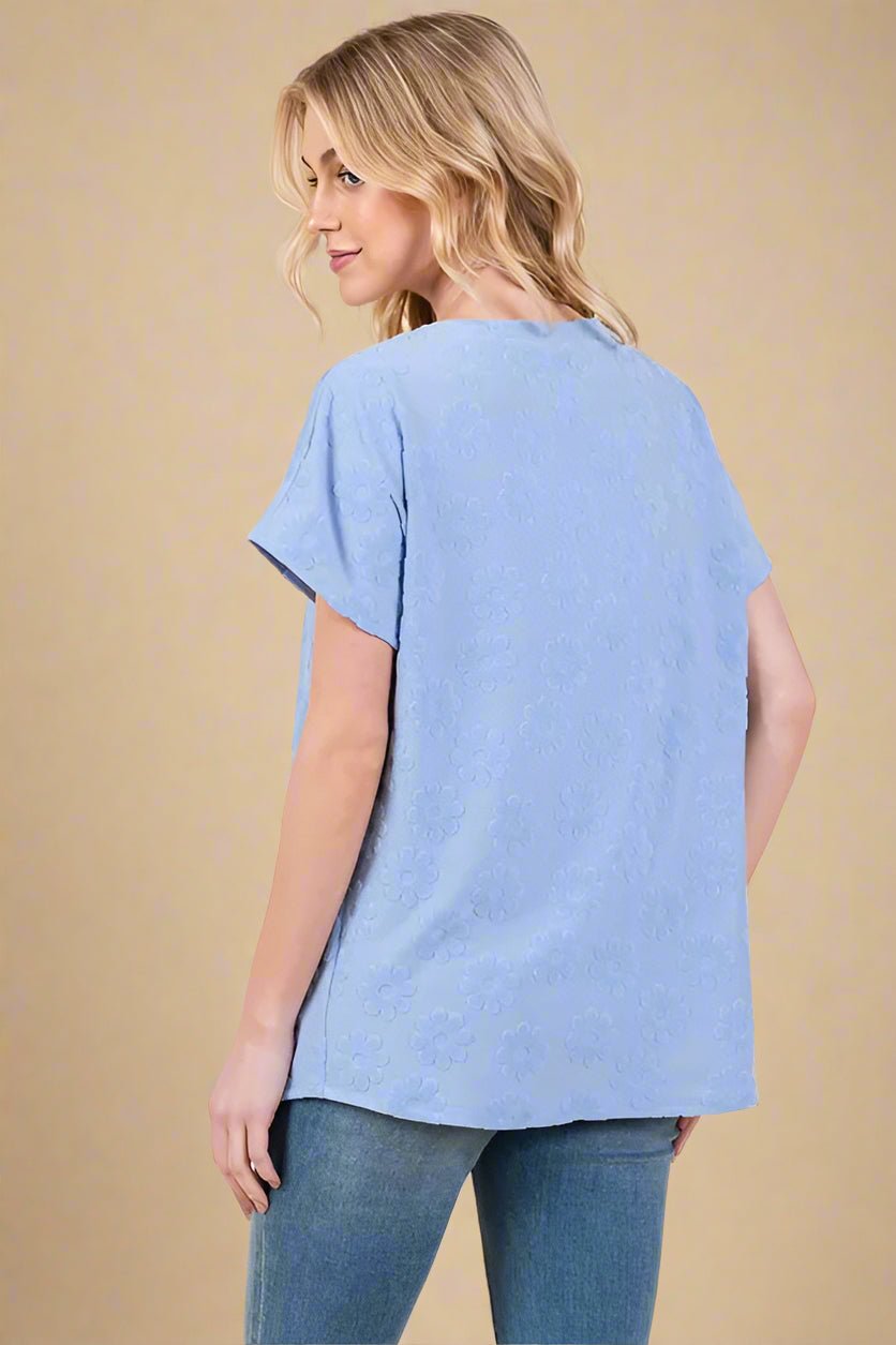 BOMBOM - Periwinkle Embroidered Daisy Tee