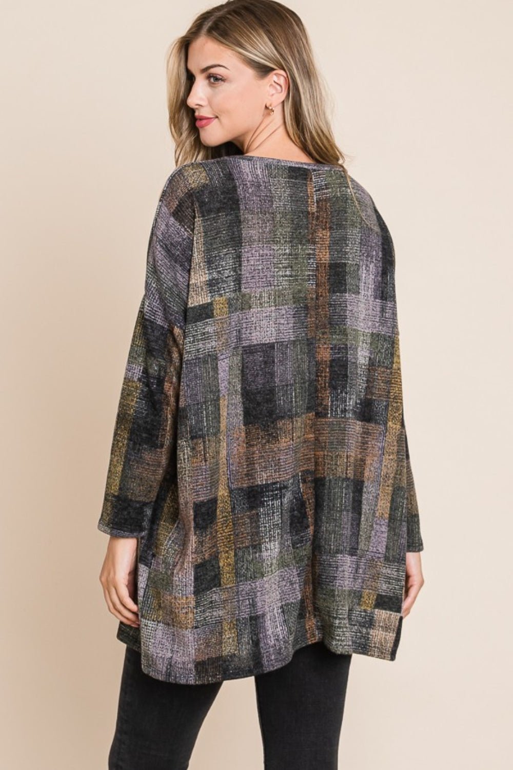 BOMBOM - Plaid Long Sleeve Top in Multi