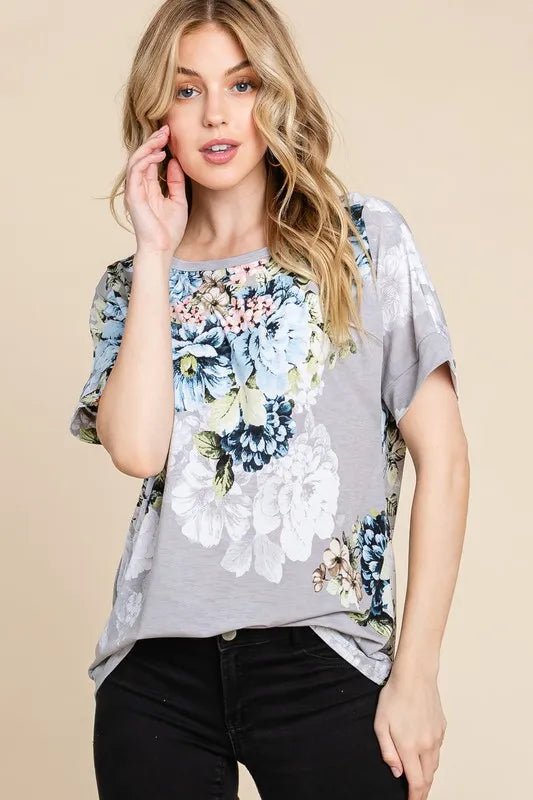 BOMBOM - Slate Floral Bouquet Tee