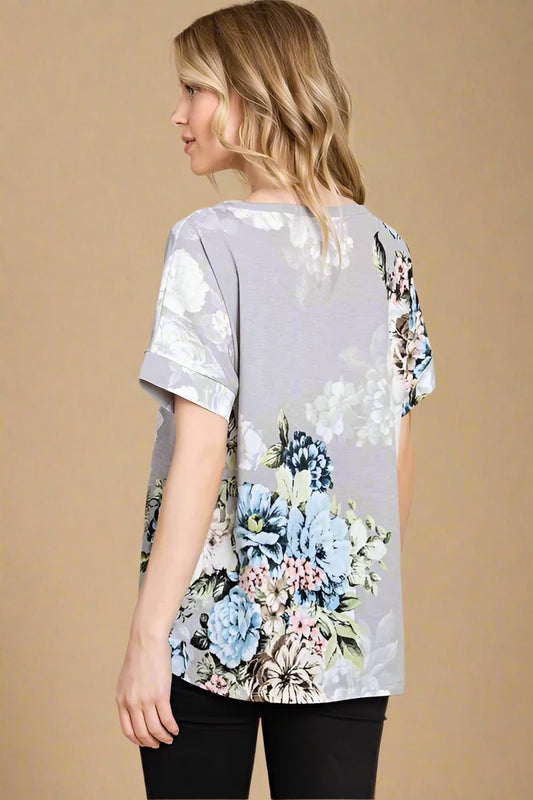BOMBOM - Slate Floral Bouquet Tee