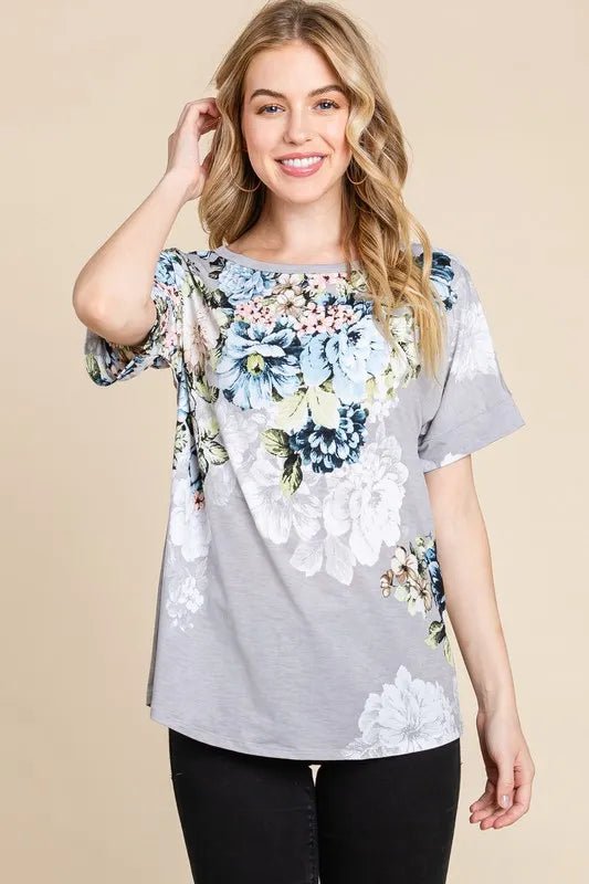 BOMBOM - Slate Floral Bouquet Tee