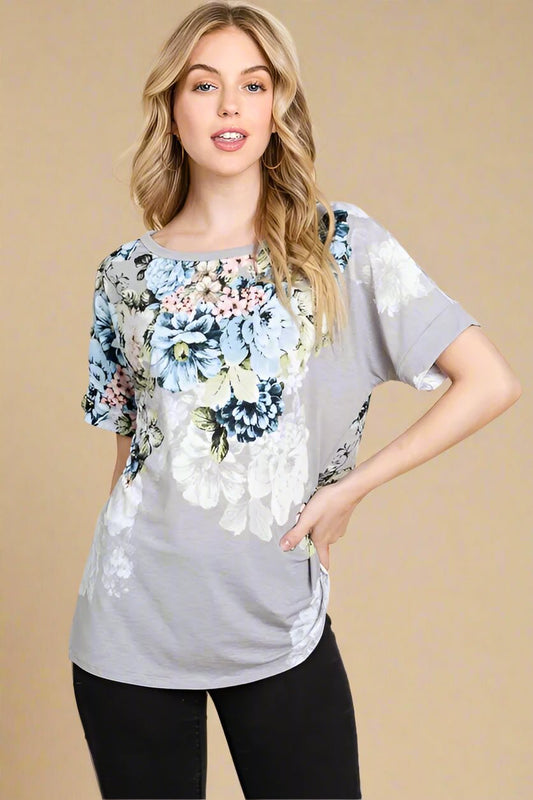 BOMBOM - Slate Floral Bouquet Tee