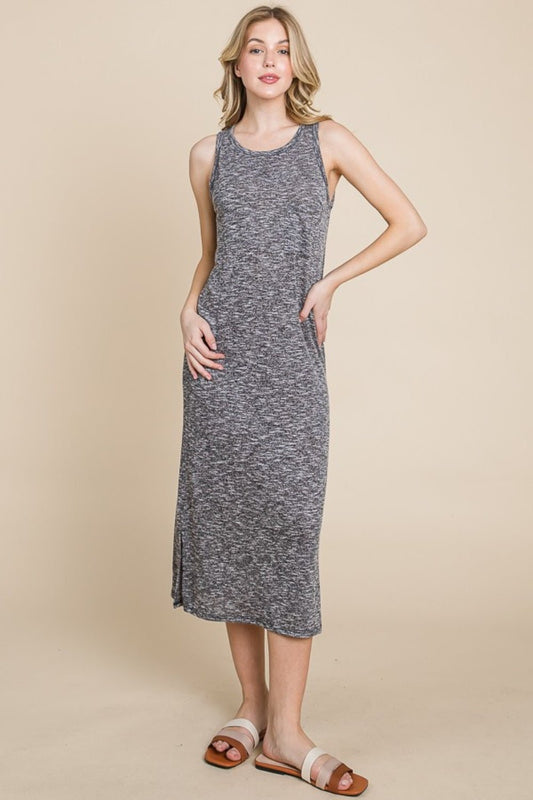 BOMBOM - Sleeveless Midi Shift Dress in Grey