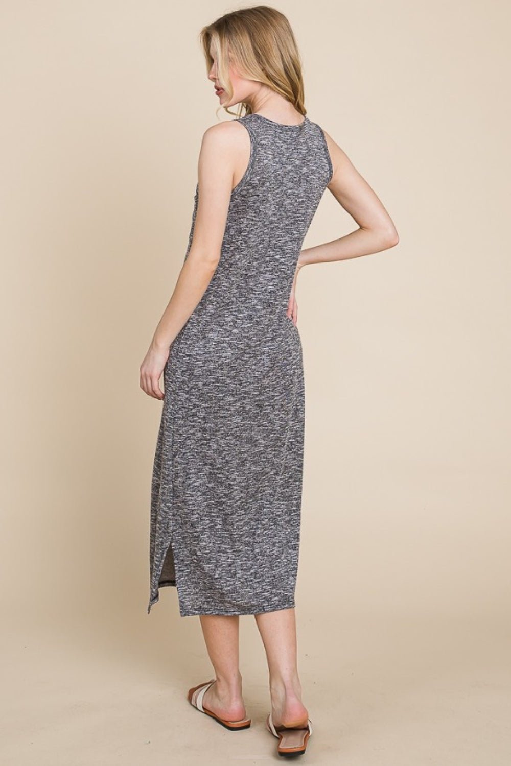 BOMBOM - Sleeveless Midi Shift Dress in Grey