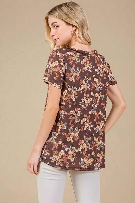 BOMBOM - Vintage Brown Ditsy Floral Tee