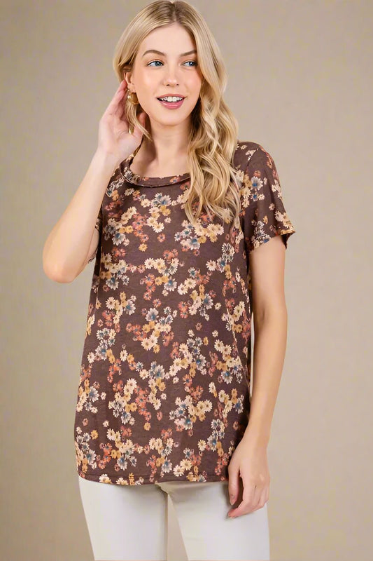 BOMBOM - Vintage Brown Ditsy Floral Tee