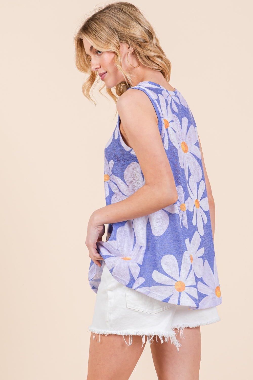 BOMBOMFloral Tank Top in Blue